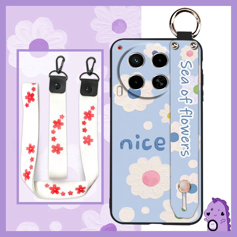 Waterproof Durable Phone Case For Tecno Camon30/4G/5G/CL6/CL7 Oil Painting Soft Case Kickstand Wristband Protective Ring
