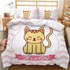 Cozy 2/3 Comfortable Down Quilt Cover & Pillow Cover Bedding - Fashionable Cute Cartoon Cat Print for Kids' Rooms