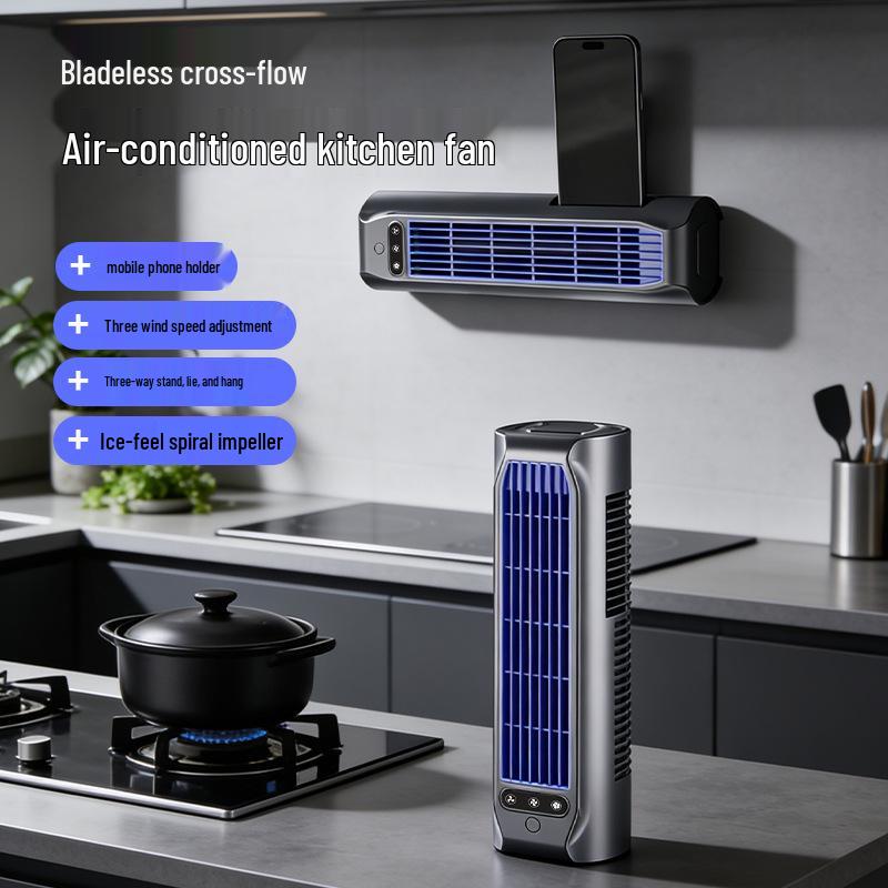 Wall-Mounted Fan for Kitchen, Bathroom, and Bedroom - No-Drill Installation