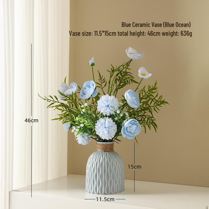 Yapay Çiçek Aranjmanları İçin Zarif Seramik Vazo - Oturma Odası veya Yemek Masası Dekorasyonu İçin Mükemmel