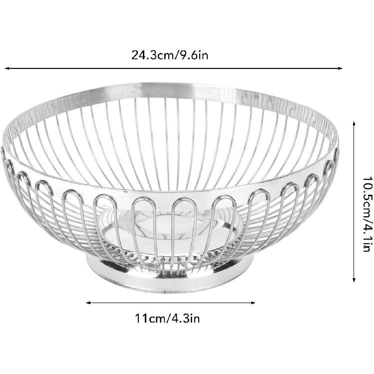 Countertop Fruit Bowl, Stainless Steel Countertop Fruit Basket Metal Wire Fruit Storage Basket for Vegetable Snacks Bread (L)