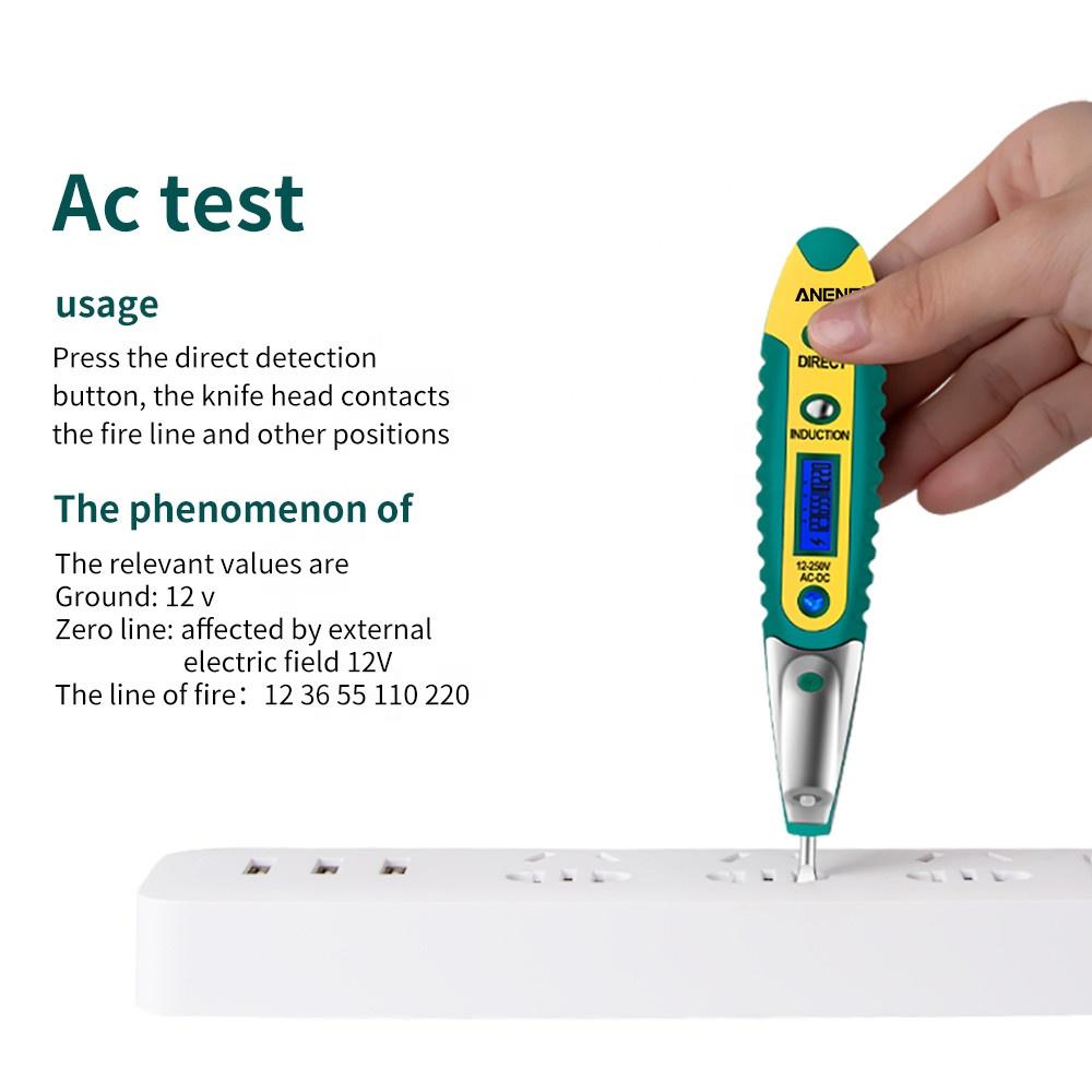 VD700 Electrical Tester Pen Screwdriver 12-250V AC DC Outlet Circuit Voltage Detector Test Pen With Night Vision Power Meter
