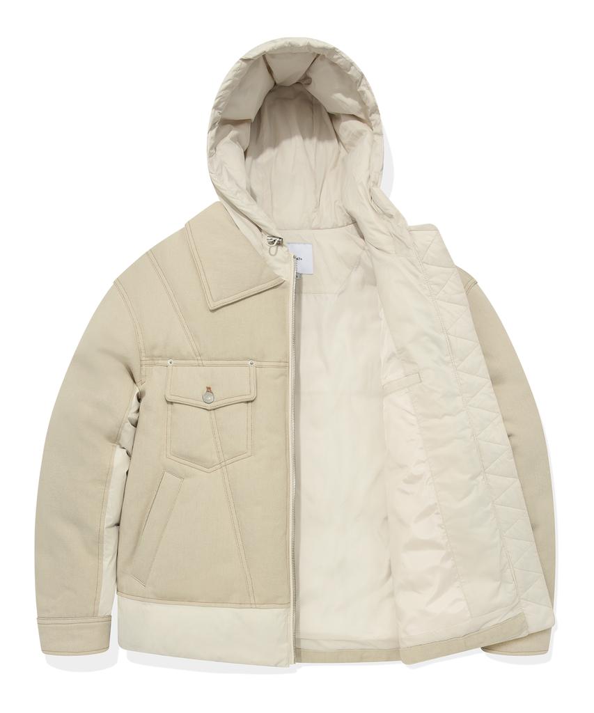 COVERNAT Trucker Hoodie Short Puffer Ivory