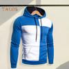 Men Fall Winter Hoodie Colorblock Drawstring Long Sleeves Big Pocket Hooded Retro Thin Loose School Daily Wear Casual Sport Top