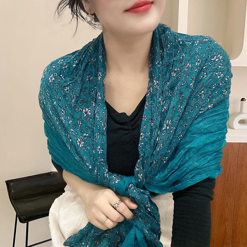 Женский хлопково-льняной шарф Осенне-зимние стили Стильный и универсальный шарф