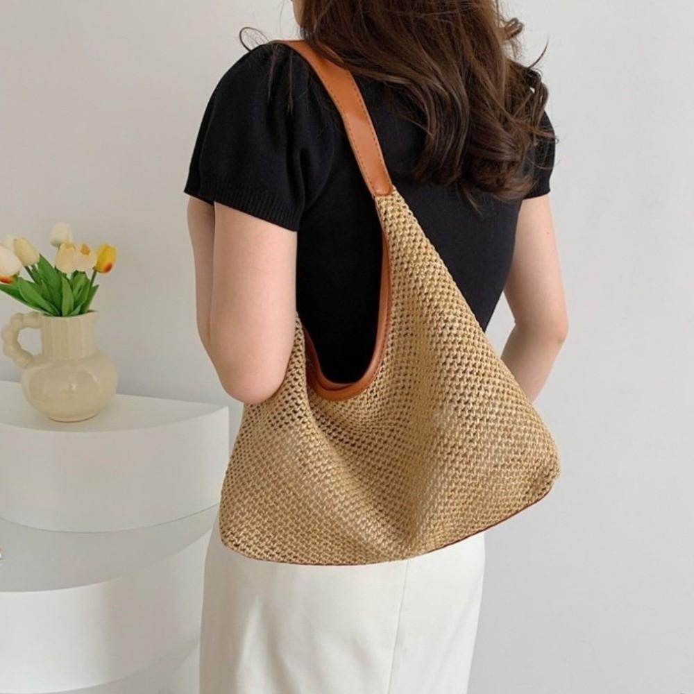 Bohemian Style Beach Handbag Handmade Shoulder Bag Cute Weave Straw Bag  Travel