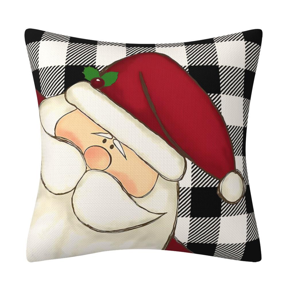 Christmas Snowman Pillowcase Big Red Snowman Print Cushion Set Decorative Sofa Set Household Goods