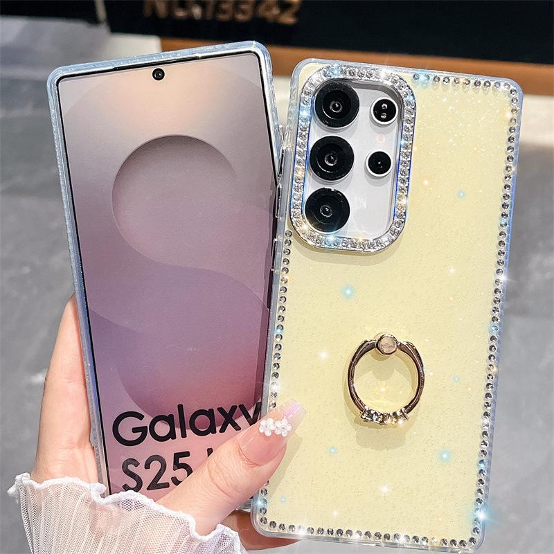 Side Diamond Glitter Powder Imd Hard Shell Suitable for Samsung S25S24S23 Ultra Diamond Ring Buckle Phone Case A16 A56