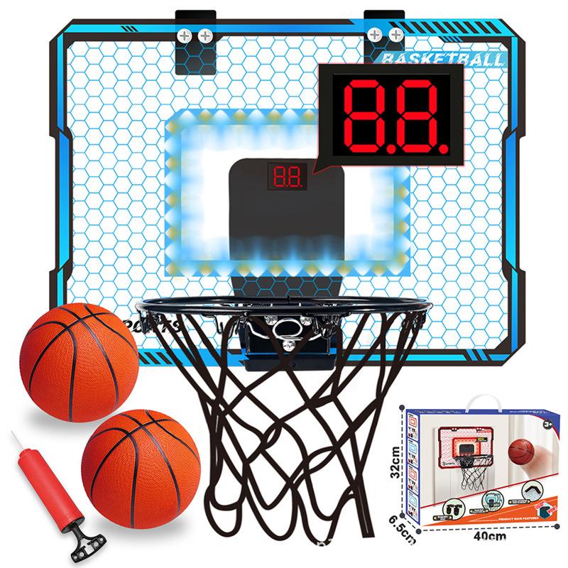 

Кольцо для баскетбола в помещении для детей - мини-корзина для баскетбола для двери с 2 мячами и комплектом баскетбольных аксессуаров, баскетбольная игрушка для детей, мальчиков и подростков синий