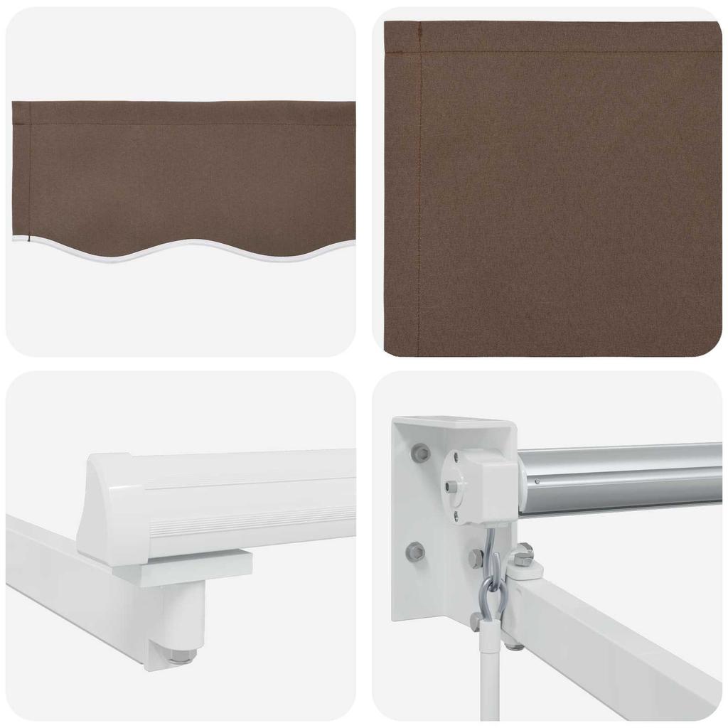 Manual Articulated Arm Awning with Solar Powered LEDs Taupe