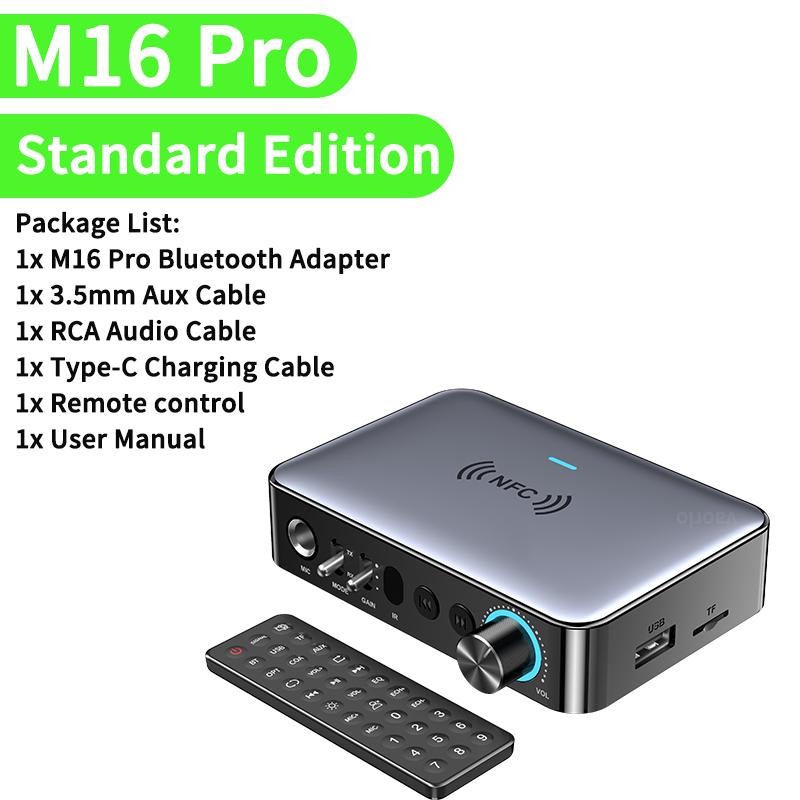 

M16 Bluetooth аудио приемник передатчик NFC 3.5 мм AUX 2RCA U-диск TF 6.5 микрофон коаксиальный DSP декодирование HIFI музыкальный беспроводной адаптер M16Pro