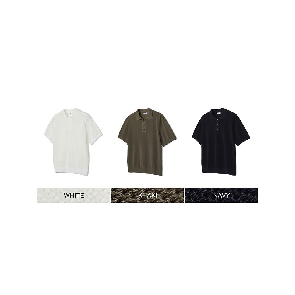 NOTIG Cotton Blend Solid Pique Collared Knit Khaki_Oks3Swts103Kk