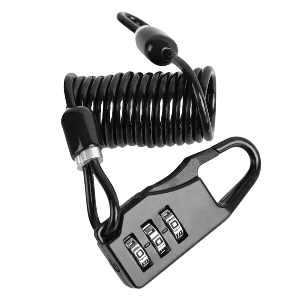 Portable Bike Lock 3 Digit Combination Antitheft Helmets Lock High Security Cable Lock for Helmets Luggages Backpack