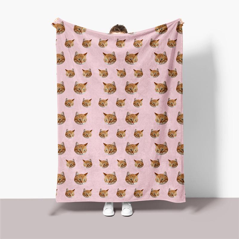 Rosa Hintergrund Foto Gesicht Haustierporträt Mit Bilddecke Personalisierter Stil Flanelldecke