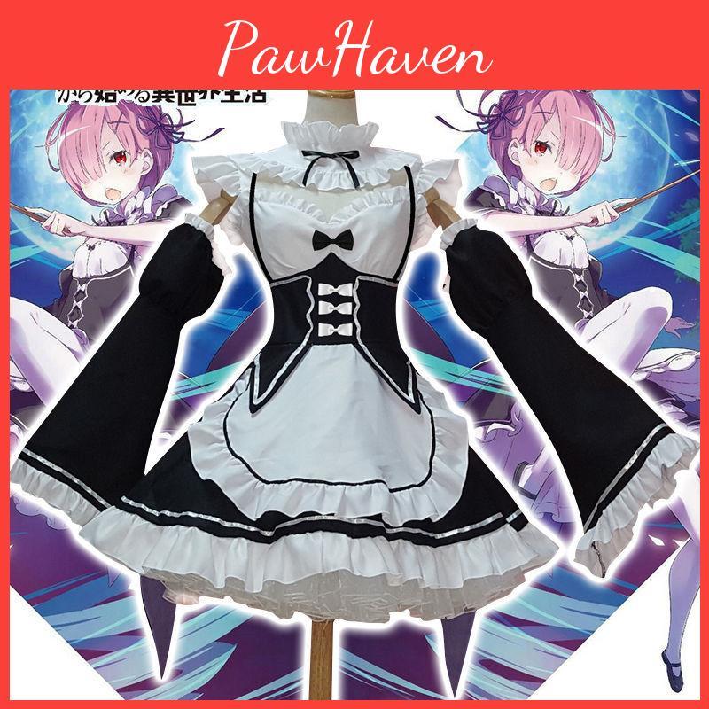 Stunning Zero Kara Hajimeru Isekai Seikatsu Twins Ram/rem Timeless Design Cosplay Maid Dress And Headwear
