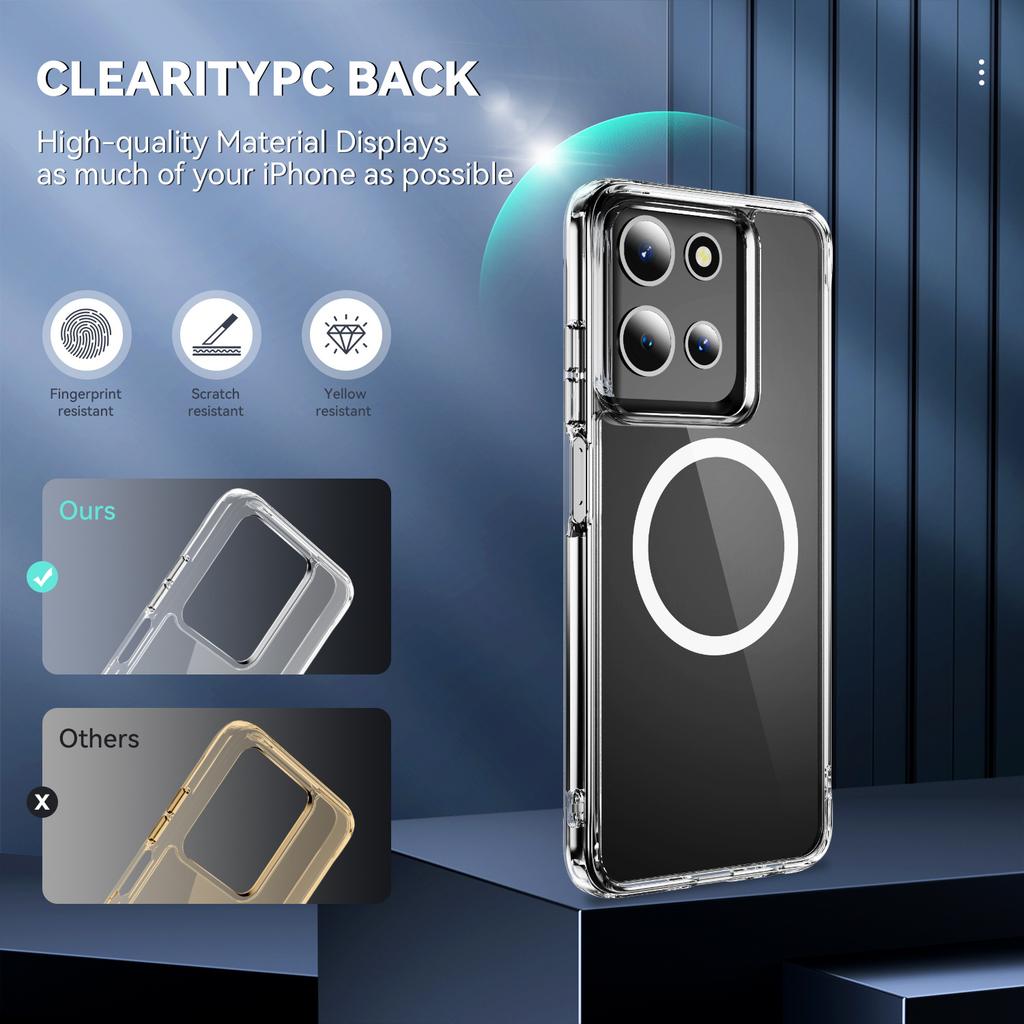 Transparent Mobile Phone Case MOTO with Magnetic Ring Mobile Phone Protective Cover 2.0 Thick PC Anti-yellow Material Magnetic Mobile Phone Case
