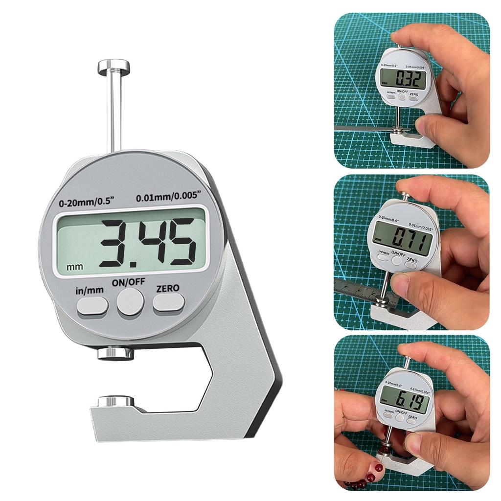 Precisions Digital Thickness Gauge High Accuracy Electronic Micrometer with Clear LCD Display Precise Thickness Meter