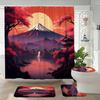 Japanese Cherry Blossom Shower Curtain Set, Asian Anime Shower Curtains for Bathroom Cool Watercolor Abstract Art