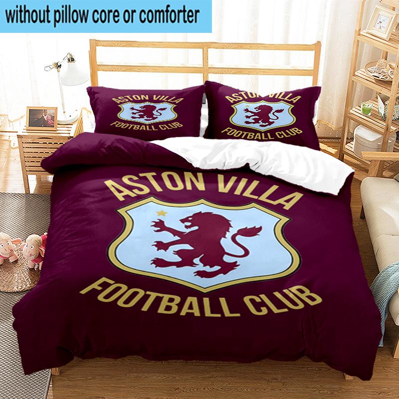 Set Biancheria da Letto Stampato Aston Villa Football Club 3 Pezzi Copripiumino Chiusura Include 1 Copripiumino e 2 Federe Set Biancheria da Letto Arredamento Casa Regali