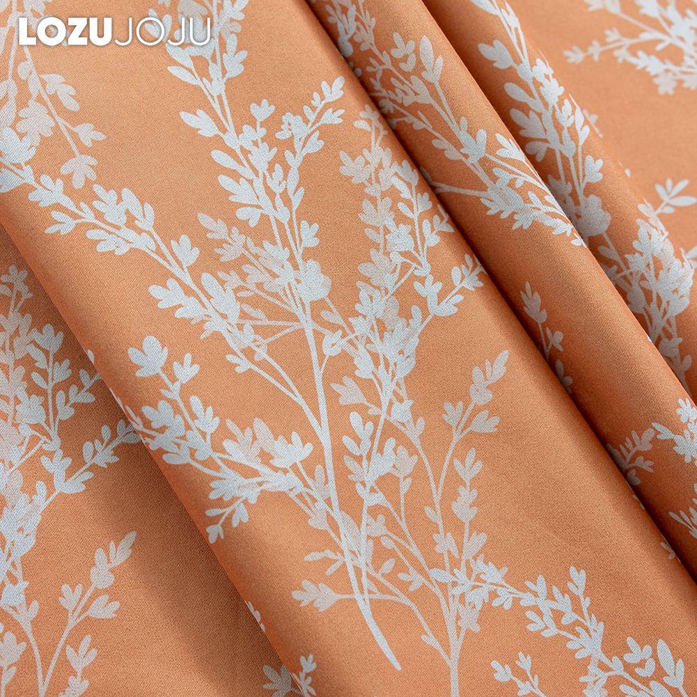 1PC LOZUJOJU American Retro Pastoral Style Orange Printed Curtains Full Blackout Curtains for Bedroom Living Room Balcony Window for Home Decor
