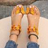 Women's summer flat-soled sandals cover toe three-dimensional butterfly embroidered elastic ankle strap sandals 2025 direct yellow adult