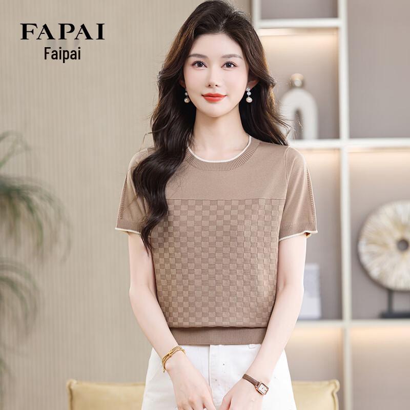 FAPAI Women s Ice Silk Round Neck T-shirt M