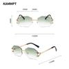 Rimless Polygon Sunglasses Fashion Women Vintage Gradient Ocean Lenses Shades Trendy Luxury Brand Design Chic Sun Glasses
