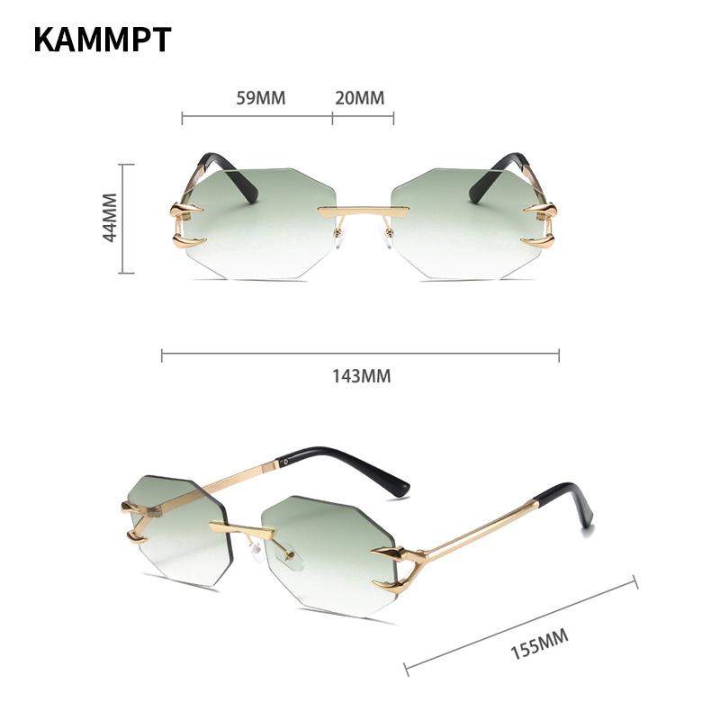 Rimless Polygon Sunglasses Fashion Women Vintage Gradient Ocean Lenses Shades Trendy Luxury Brand Design Chic Sun Glasses