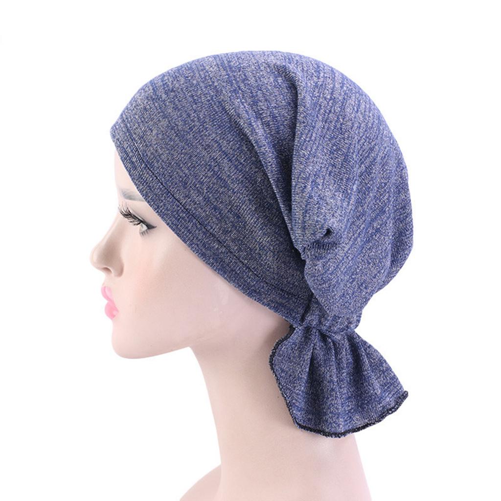 Women Summer Beanies Cap Solid Color Turban Hat Elastic Pre-Cross Chemo Covers Caps Muslim Headwraps Windproof Bandanas