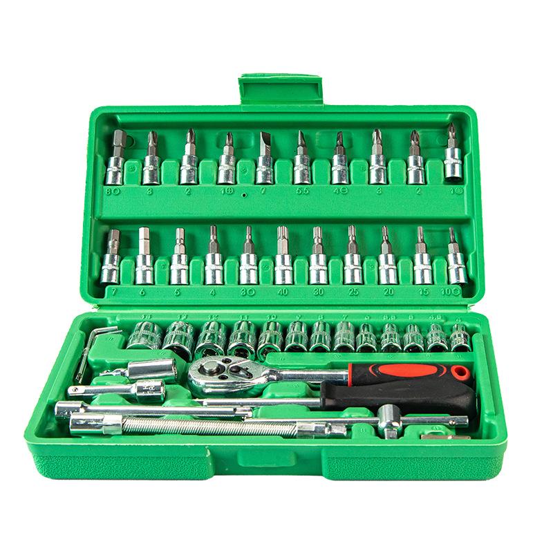 46-Piece Automotive Ratchet Wrench and Socket Repair Tool Set
