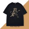 Rock Cat Playing Guitar T Shirt Funny Guitar Cat Tee Shirt Casual Round Neck Cotton Short Sleeve Tshirt Summer Street Trendy Top