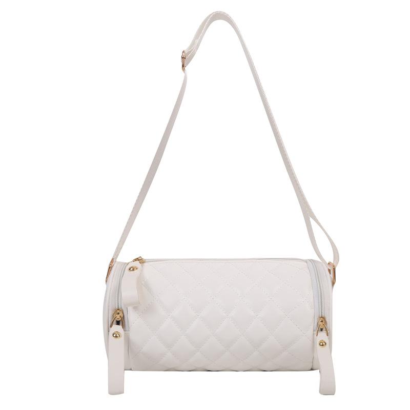 

2024 новая сумка-цилиндр с бриллиантами, сумка-мессенджер, повседневная женская сумка, сумка через плечо, женская сумка, однотонная большая вместительная сумка подмышкой белый