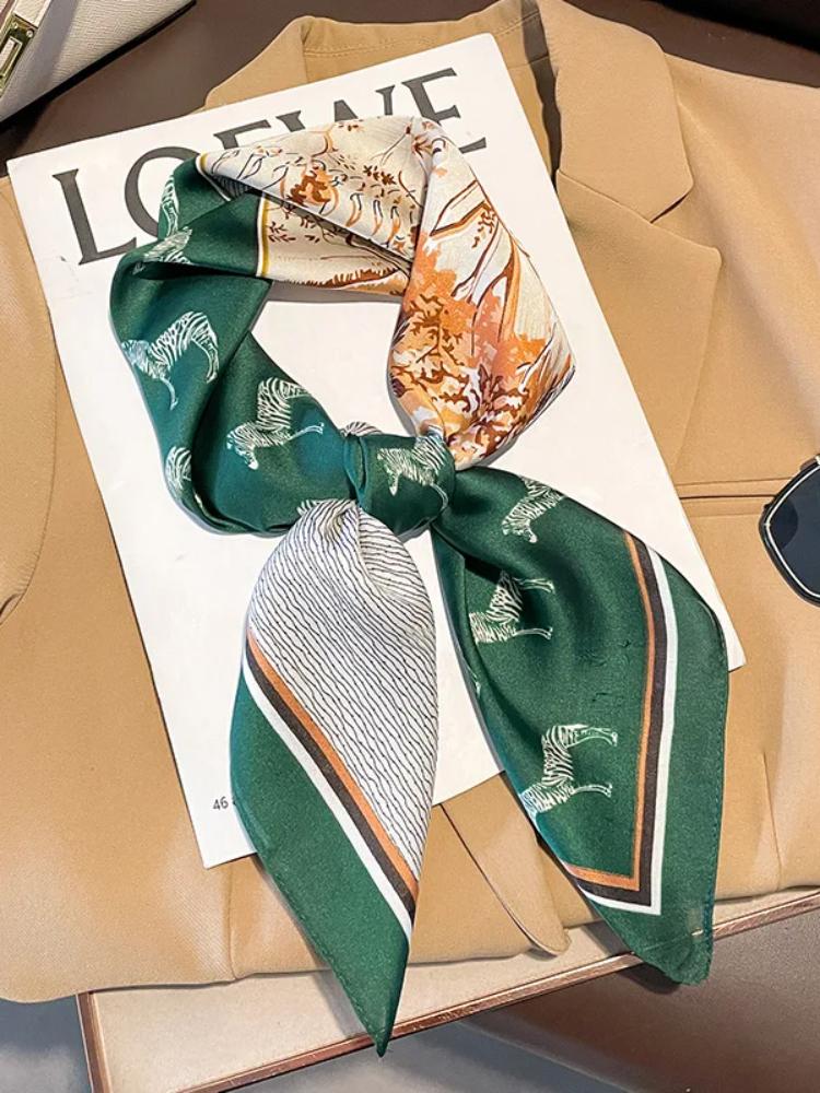 Fashion Scarves for Women Shawl Horse Print Silk Satin Hijab Scarf Female 70*70cm Luxury Brand Square Shawls Scarfs For Ladies