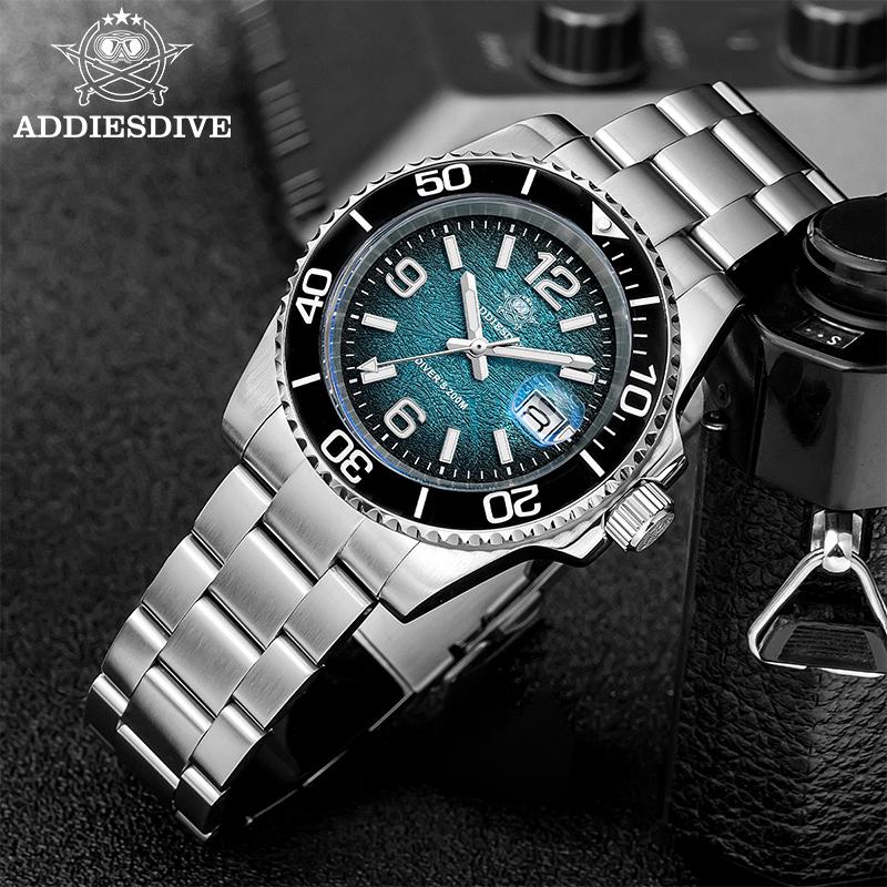 ADDIESDIVE Men Diver Watch AD2513 Japanese Quartz 316L Stainless Steel 200M Waterproof BGW9 Luminous Wristwatch Men Analog Watch