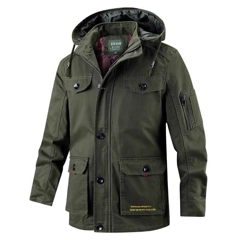 Men's Plus Size Winter Workwear Jacket - Fleece Lined, Thick, Multi-Pocket, Hooded