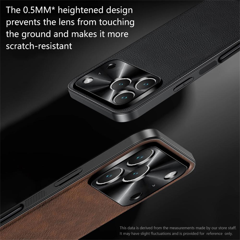 For iPhone 17 Pro Case PU + TPU + PC Phone Back Cover with Metal Lens Frame