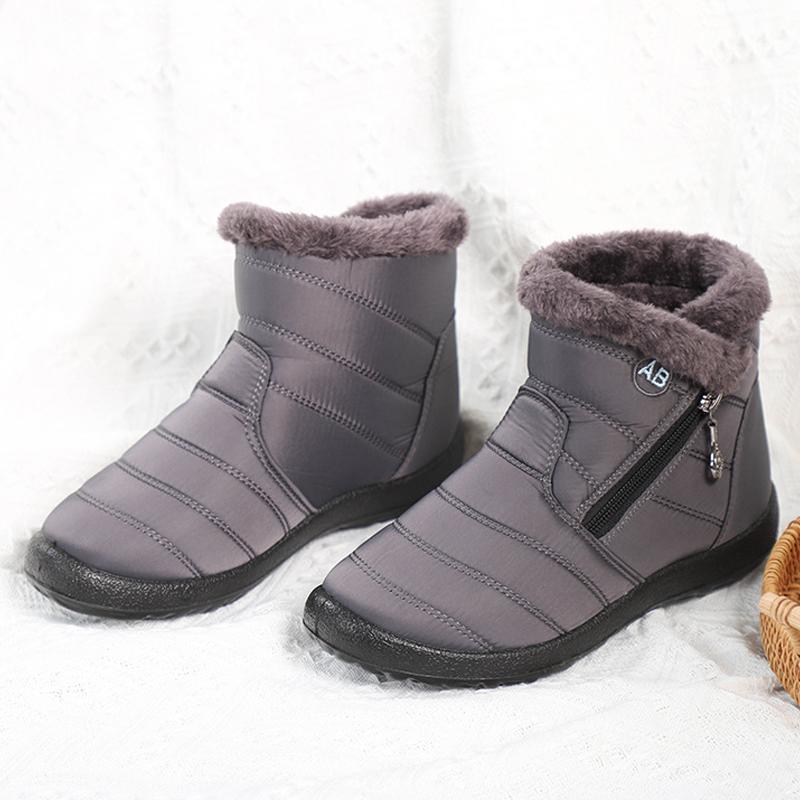Stiefel für Damen, Winter-Stiefeletten, warme Pelzstiefel, Damenstiefel, Schuhe, flache Stiefel, warme Stiefel, Schneestiefel in Übergröße