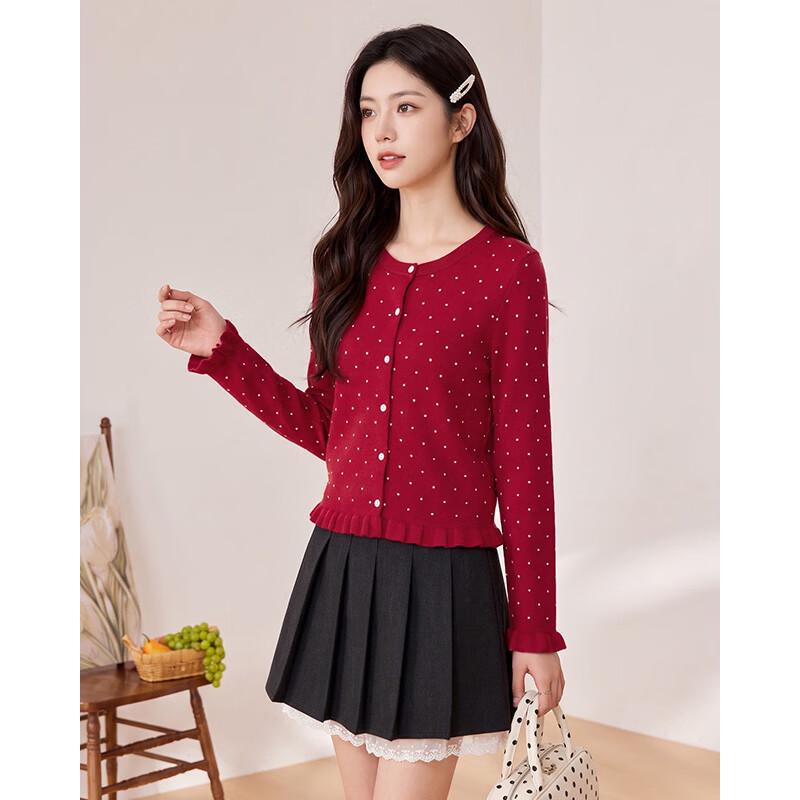 IEF Women's Polka Dot Knitted Top & Suspender Two-Piece Set