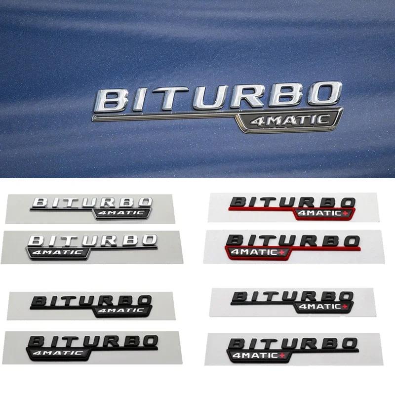 2pcs BITURBO 4MATIC Plus Logo Car Emblem Fender Badge Sticker For Mercedes Benz AMG C43 E43 GLE43 GLC43 W204 W203 W211 W205 X253