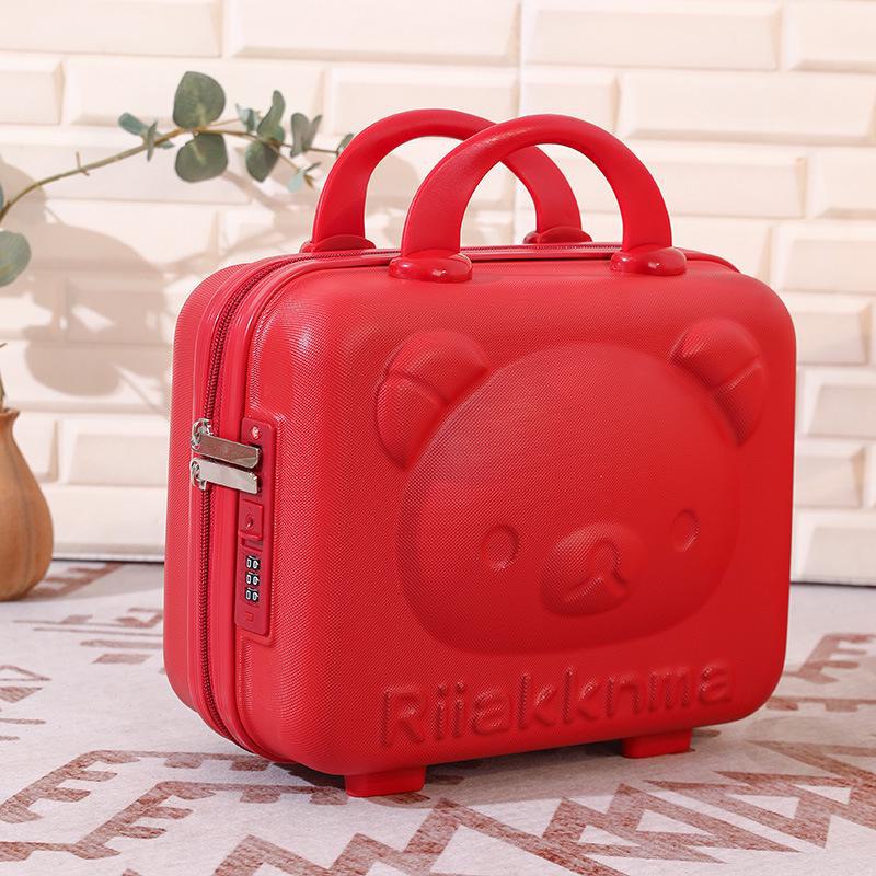 14" Red Bridal Cosmetic Suitcase - Portable Wedding Dowry Bag for Women