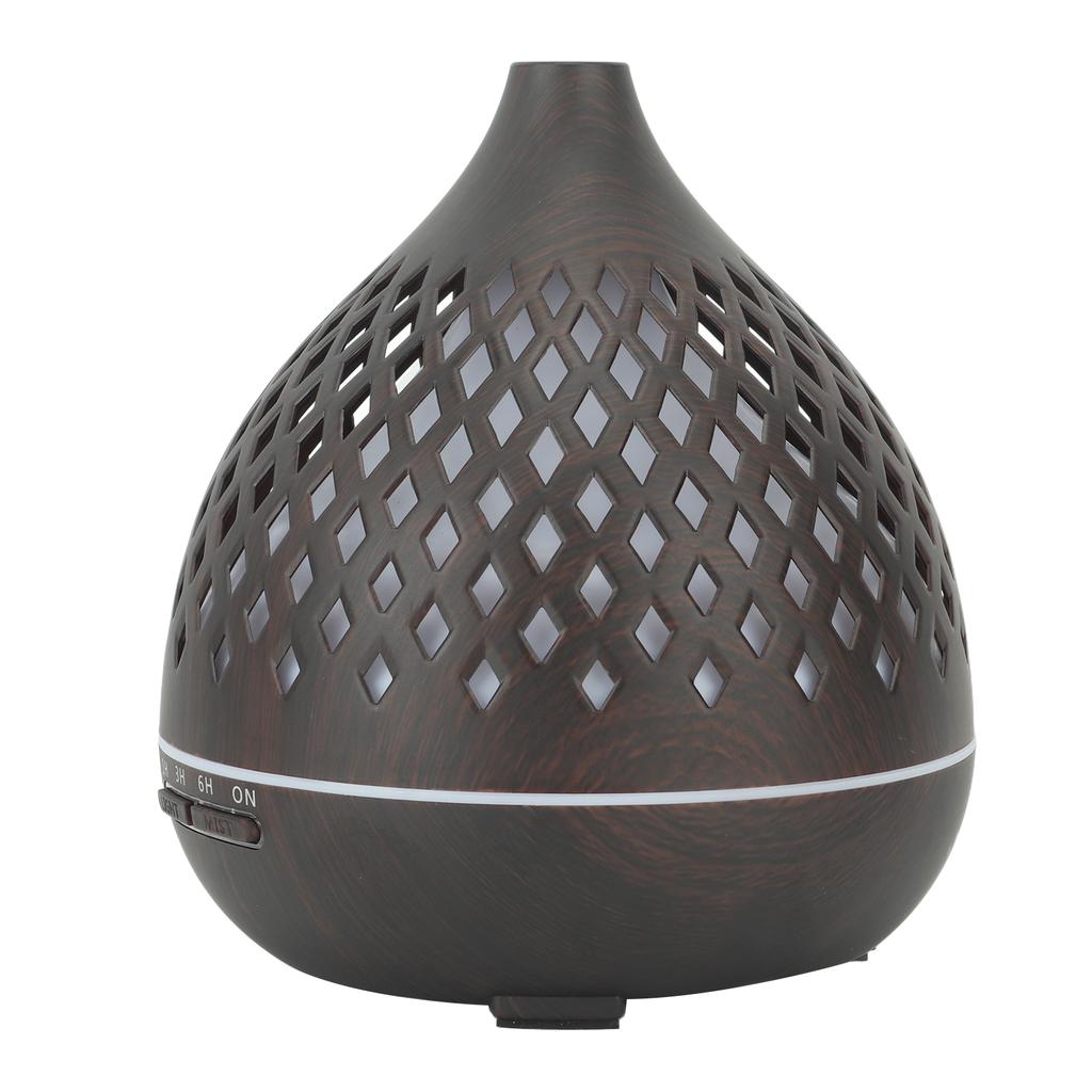 Water Drop Hollow Humidifier Aroma Diffuser Wood Grain Remote Control Air Humidifier with Colorful Night Light for Home