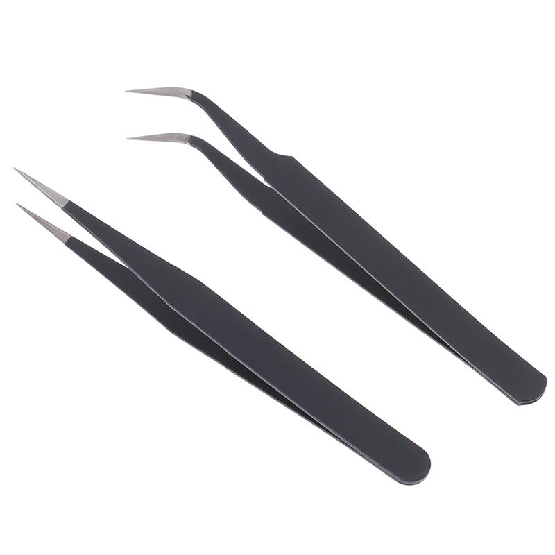 1Pc Micro Point Curved Straight Tweezers Fine Tip Stainless Steel