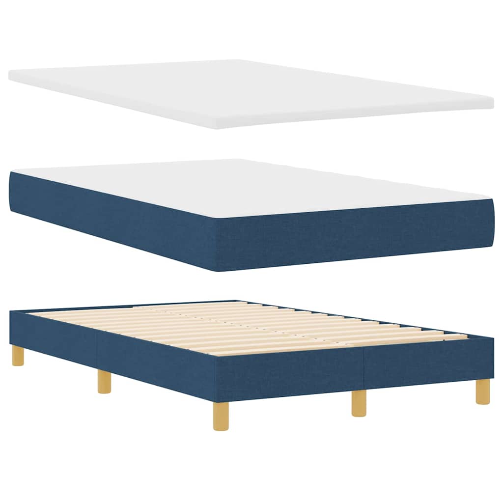 Blue Box Spring Bed with Pillows and Adjustable Headboard 120 x 200 cm Fabric