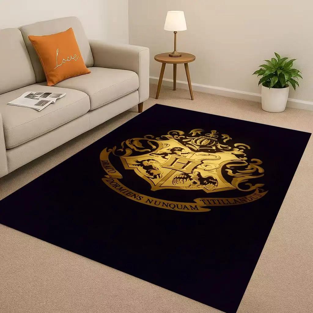 HD H-Hogwarts Sign Cartoon Living Room Non-Slip Area Rug Soft Carpet For Bedroom Playroom And Sofa,Easy Clean Home Decor Doormat