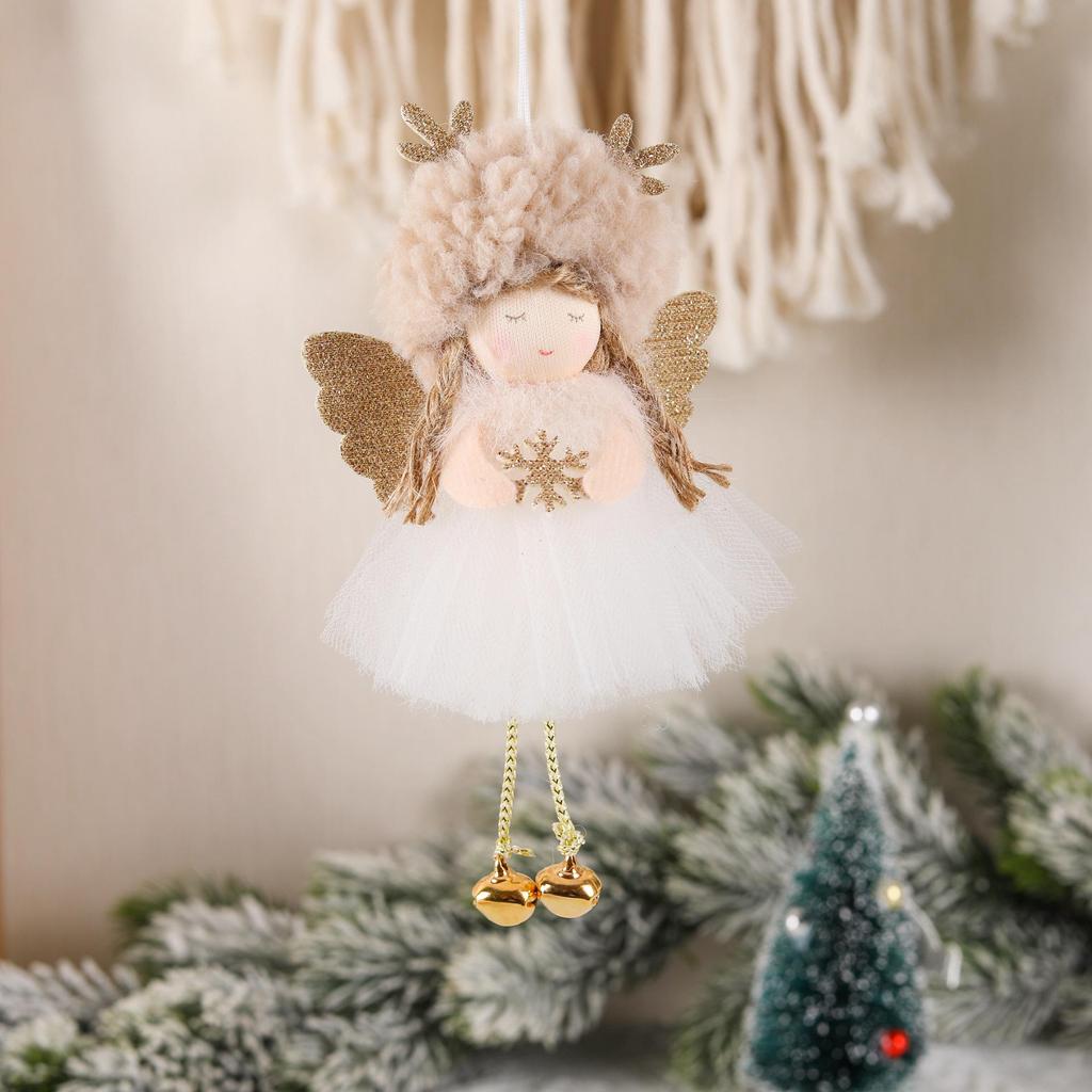 Kreativer Engel-Weihnachtsbaumschmuck aus Plüsch, der wie eine Engelsfigur aussieht