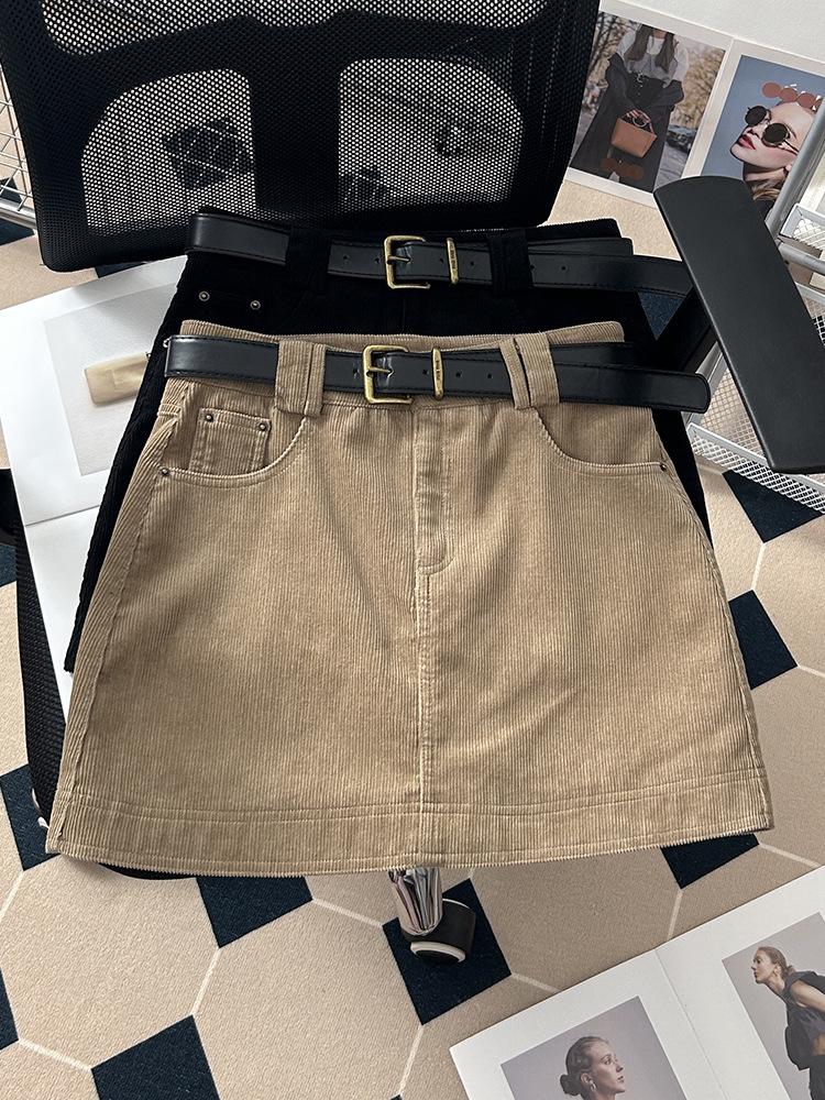 Autumn/Winter 2025 Korean Style High Waist Corduroy Mini Skirt - Slimming, Petite Fit, Versatile Fashion