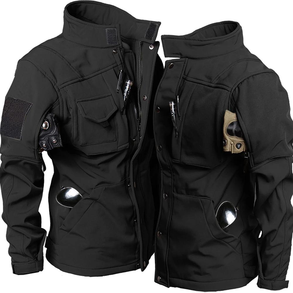 Windproof Waterproof Biker Suit Men Jacket Pants Sets Winter Shark Skin  Soft Shell Uniform Warm Fleece Coats