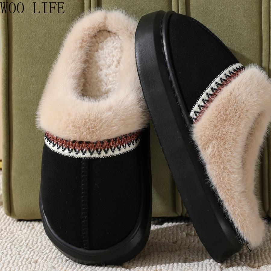 Women Fluffy Platform Slippers Winter Warm Indoor Outdoor House Shoes Non Slip Cozy Booties