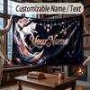 Cat Theme Throw Blanket Custom Name Text Personalized Blanket Soft Cozy Blanket for Home Sofa Bed