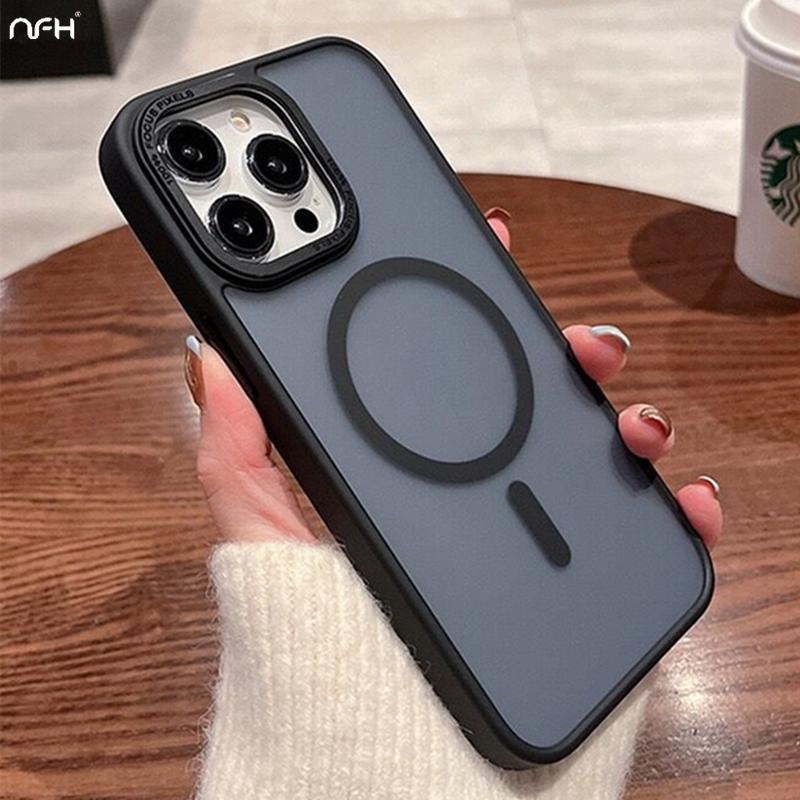 

For iPhone 15 Pro Max Luxury Magsafe Magnetic Matte Transparent Phone Case For iPhone 16 11 12 13 14 Plus Frame Protective Cover For 16 Pro Max
